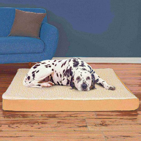 Pet Adobe Orthopedic Sherpa Top Pet Bed with Memory Foam and Removable Cover 44x35x4.75 Tan by Pet Adobe 561543ACI